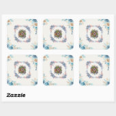 Teal Watercolor Bloem Vierkante Sticker (Vel)