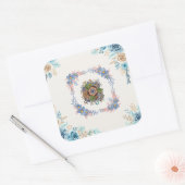 Teal Watercolor Bloem Vierkante Sticker (Envelop)