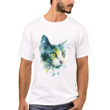 Teal Watercolor Kat Gezicht Abstract Kunst Poster.