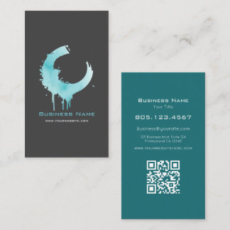 Teal Watercolor Paint Swirl Design – Custom Visitekaartje