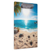 Teal Watercolor Sea Turtle Coastal Zen Klembord (Rechts)