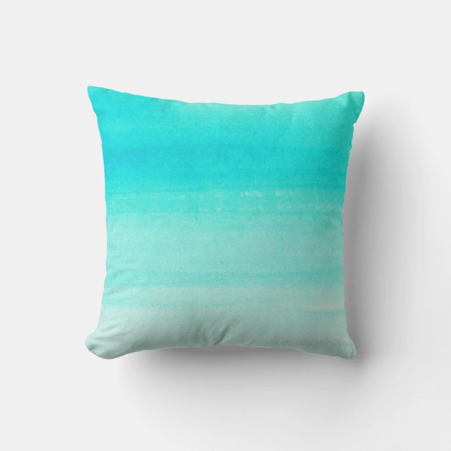 Teal waterverf ombre kussen (Voorkant)