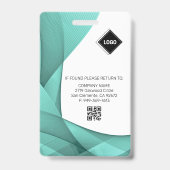 Teal Wave | Personeelsfoto ID Bedrijfsbeveiliging Badge (Achterkant)