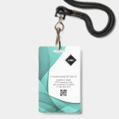 Teal Wave | Personeelsfoto ID Bedrijfsbeveiliging Badge (Achterkant met lanyard)