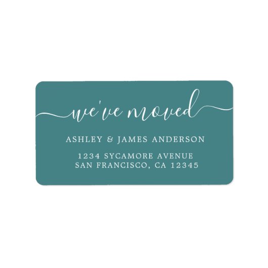 Teal We’ve Moved Address Labels (Voorkant)