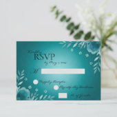 Teal Whisper Blooms Bruiloft RSVP Kaartje (Staand voorkant)