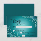 Teal Whisper Blooms Bruiloft RSVP Kaartje (Voorkant / Achterkant)