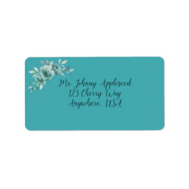 Teal Whisper Blooms Wedding Address Etiket