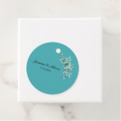 Teal Whisper Blooms Wedding Bedankjes Labels (In situ)
