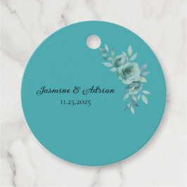 Teal Whisper Blooms Wedding Bedankjes Labels