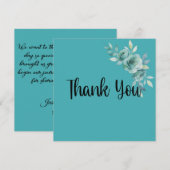 Teal Whisper Blooms Wedding Bedankkaart (Voorkant / Achterkant)