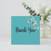 Teal Whisper Blooms Wedding Bedankkaart (Staand voorkant)