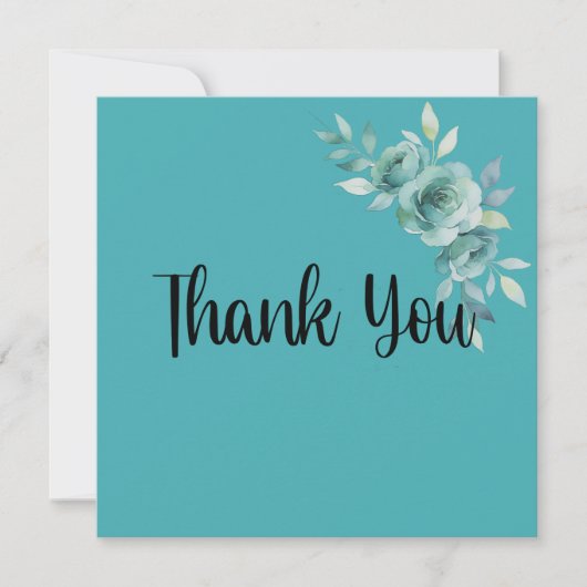 Teal Whisper Blooms Wedding Bedankkaart (Voorkant)