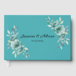 Teal Whisper Blooms Wedding Gastenboek