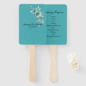 Teal Whisper Blooms Wedding Handwaaier (Voorkant en achterkant)