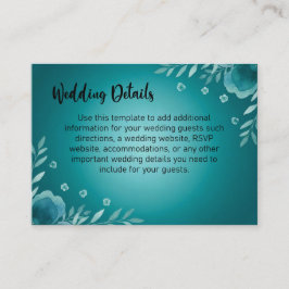Teal Whisper Blooms Wedding Informatiekaartje