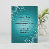 Teal Whisper Blooms Wedding Kaart (Staand voorkant)