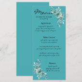 Teal Whisper Blooms Wedding Menu (Voorkant / Achterkant)