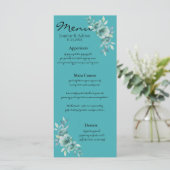 Teal Whisper Blooms Wedding Menu (Staand voorkant)