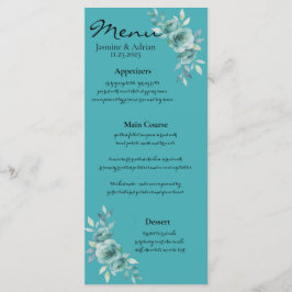 Teal Whisper Blooms Wedding Menu