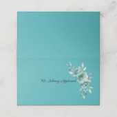 Teal Whisper Blooms Wedding Plaatskaartje (Buitenkant ongevouwen)