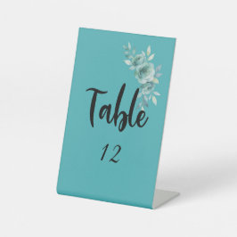 Teal Whisper Blooms Wedding Reclamebord Met Voetstuk