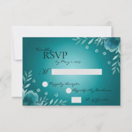 Teal Whisper Blooms Wedding RSVP Kaartje