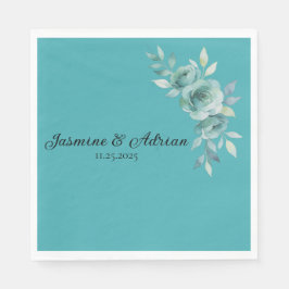 Teal Whisper Blooms Wedding Servet