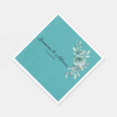Teal Whisper Blooms Wedding Servet (Hoek)