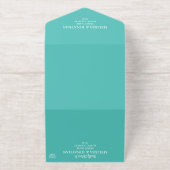 Teal White Elegant Wedding Bride and Groom Foil All In One Uitnodiging (Buiten)