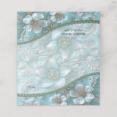 Teal White Floral Place Card Plaatskaartje (Buitenkant ongevouwen)