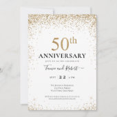 Teal White Gold 50th Wedding Anniversary  Kaart (Voorkant)