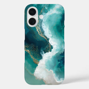 Teal, White & Gold Marmer Case-Mate iPhone Hoesje