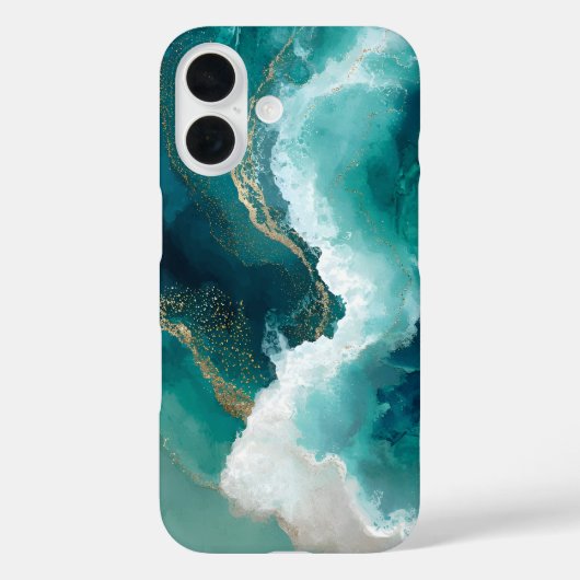 Teal, White & Gold Marmer Case-Mate iPhone Hoesje (Achterkant)