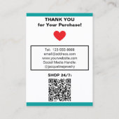 Teal White Necklace Earrings Website QR Code Visitekaartje (Achterkant)