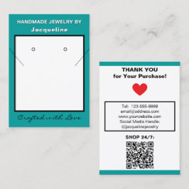 Teal White Necklace Earrings Website QR Code Visitekaartje
