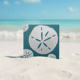 Teal & White Tropical Beach Sand Dollar Tegeltje