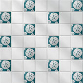 Teal & White Tropical Beach Sand Dollar Tegeltje