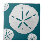 Teal & White Tropical Beach Sand Dollar Tegeltje (Voorkant)