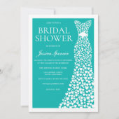 Teal White Wedding Dress Border Bridal Shower Kaart (Voorkant)