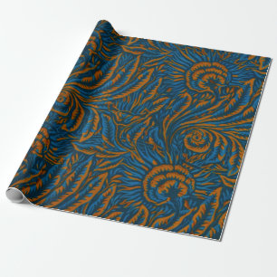 Teal William Morris stijl Acanthus blad botanisch Cadeaupapier