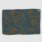 Teal William Morris stijl Acanthus blad botanisch Golfhanddoek (Horizontaal)