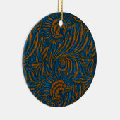 Teal William Morris stijl Acanthus blad Botanisch Keramisch Ornament (Rechts)