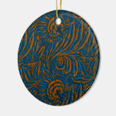 Teal William Morris stijl Acanthus blad Botanisch Keramisch Ornament (Links)