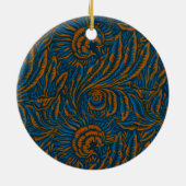 Teal William Morris stijl Acanthus blad Botanisch Keramisch Ornament (Achterkant)