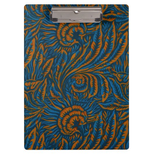 Teal William Morris stijl Acanthus blad Botanisch Klembord (Voorkant)