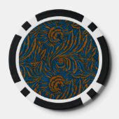 Teal William Morris stijl Acanthus blad botanisch Poker Chips (Achterkant)