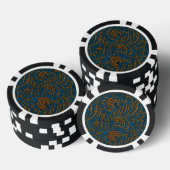 Teal William Morris stijl Acanthus blad botanisch Poker Chips (Opstapeling)