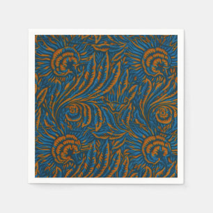 Teal William Morris stijl Acanthus blad botanisch Servet