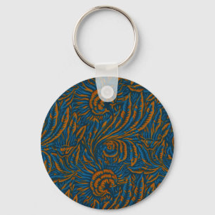 Teal William Morris stijl Acanthus blad botanisch Sleutelhanger